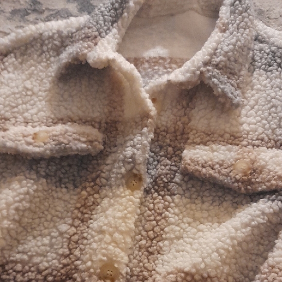 Le Suit Cream and Brown Teddy Jacket - Picture 3 of 4